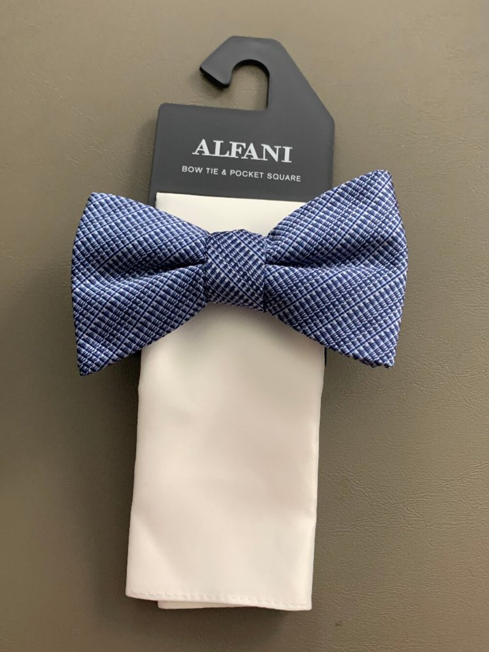 Alfani Men's 2-Piece Stripe Bow Tie and Solid Pocket Square Set, Blue Multi